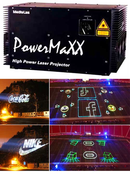 Лазерный проектор для рекламы на небе MEDIALAS PowerMaXX 22 RGB